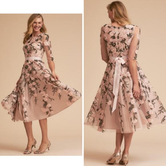 BHLDN DRESS 6 PINK MOTHER OF THE BRIDE BRIDAL SHOWER COCKTAIL PARTY - Picture 1 of 16